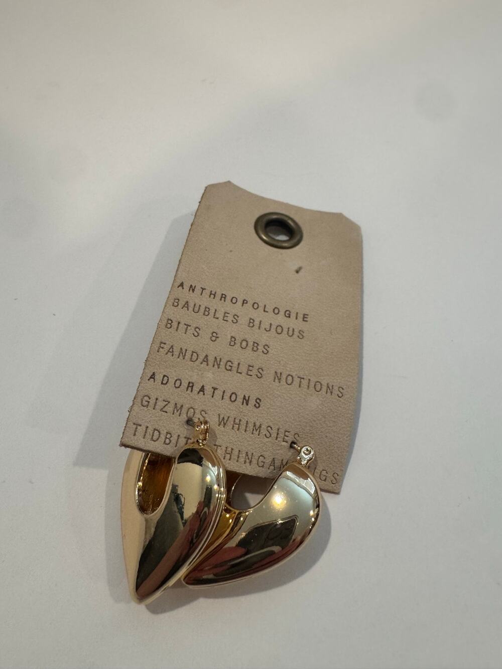 NEW Anthropologie Gold Puffy heart earrings